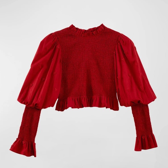 FARM RIO Farm Rio Burgundy 3d Hearts Blouse - Picture 1 of 7